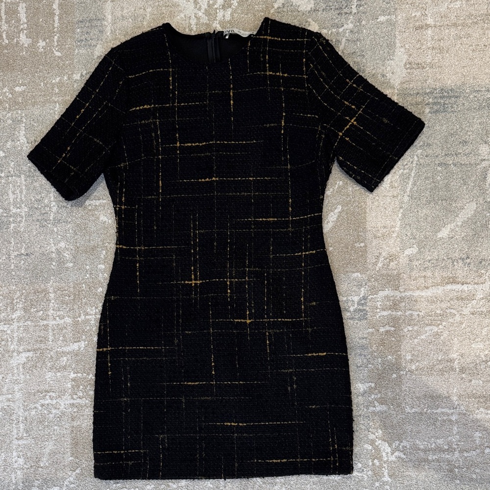 Zara black and gold dress